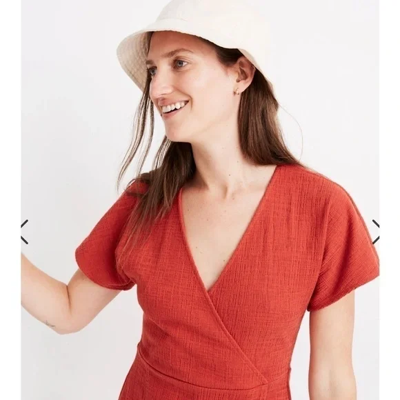 Madewell EUC Cross-Front Flutter-Sleeve Mini Dress size XS - Picture 2 of 7